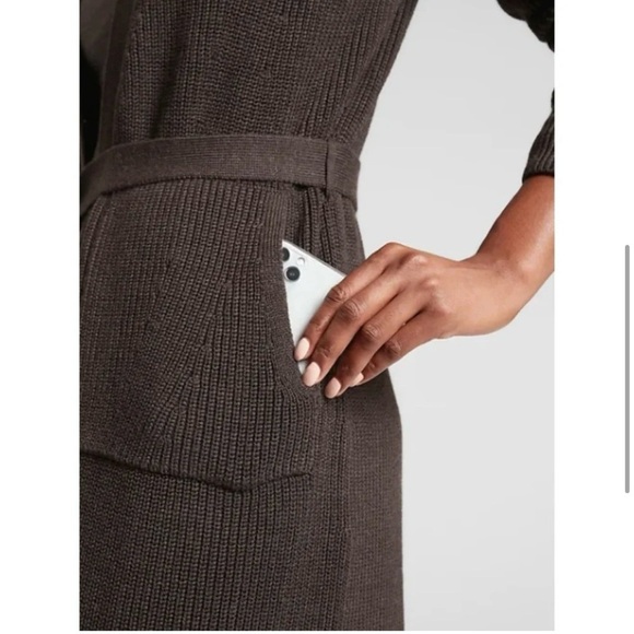 Athleta Scenic Wrap Merino Wool Blend Cardigan in Walnut Brown Size Medium - Picture 4 of 14